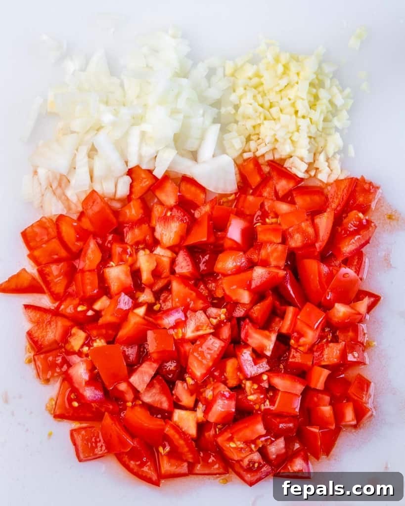 Tuscan Chicken Pomodoro 6 Diced tomato, garlic and onion.