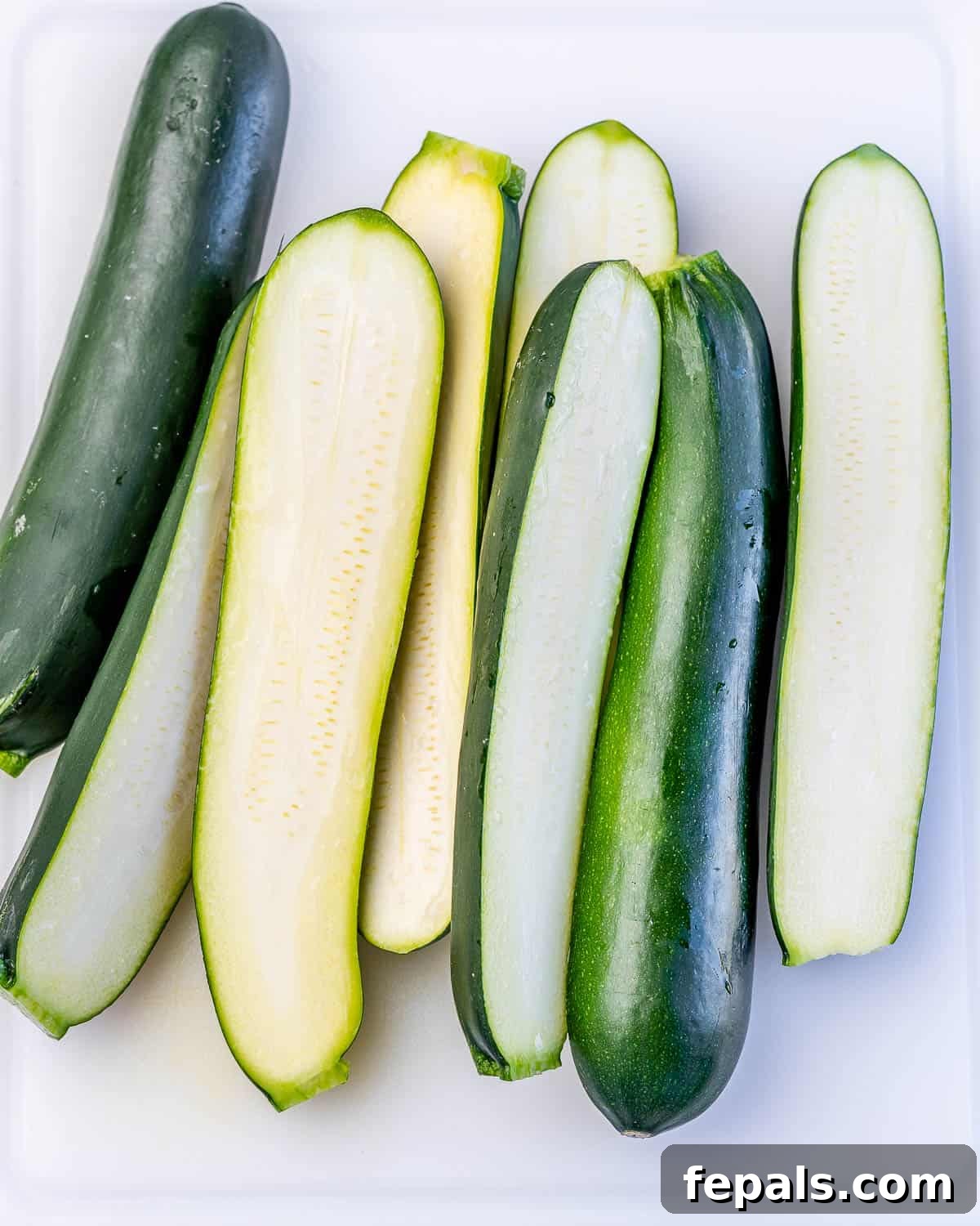 Sliced zucchini.