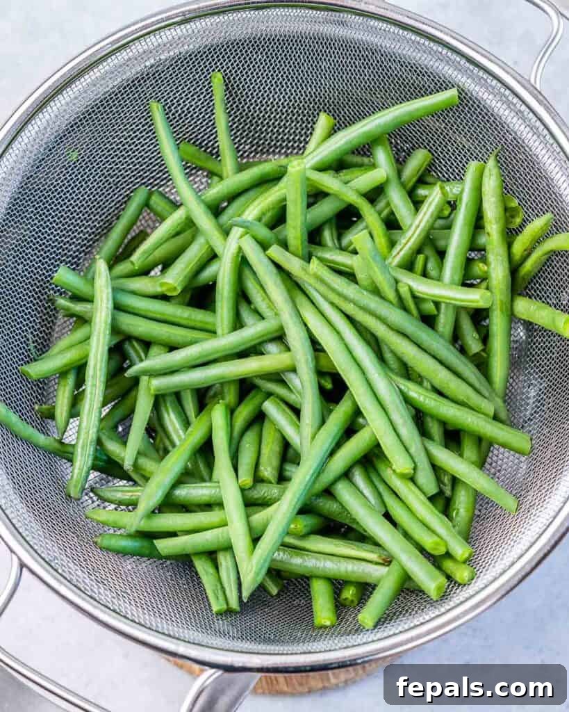 Mediterranean Artichoke Green Bean Bake 5 green beans blanched in a collander