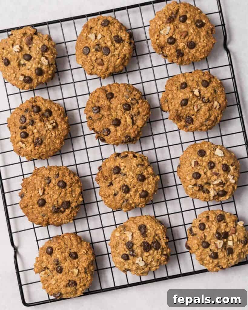 Wholesome Western Wonders 17 Cowboy cookies on a wire rack, cooling after baking.