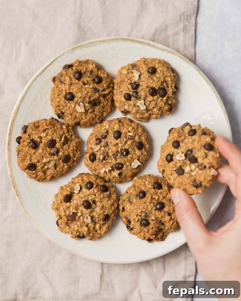 Wholesome Western Wonders 19 Hand grabbing a single Healthy Cowboy Cookie from a plate full of cookies.