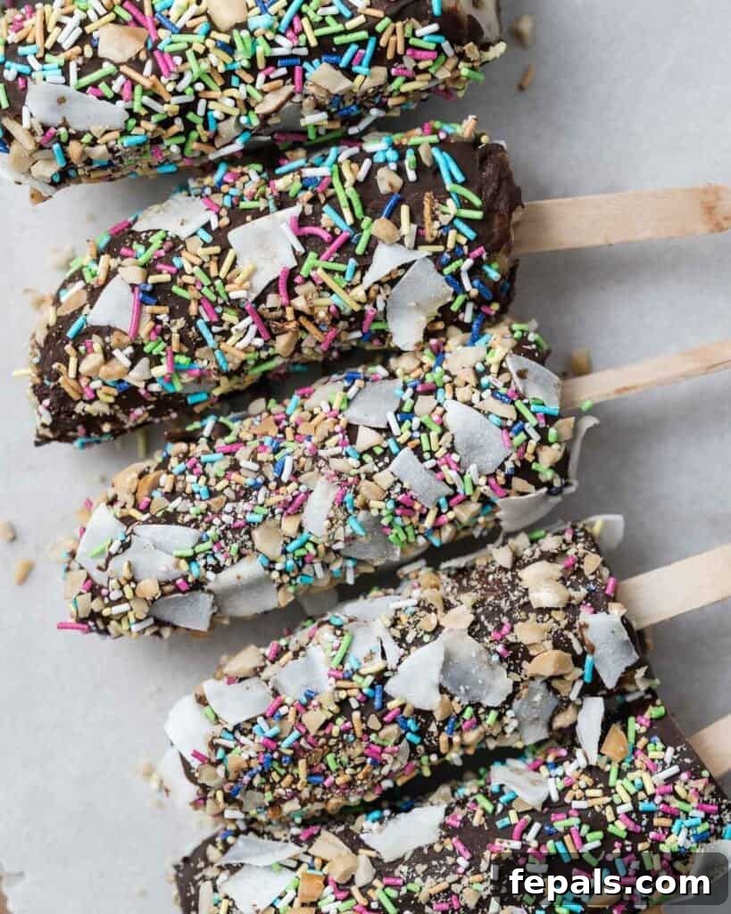 Frozen Chocolate Banana Bites 15 6 banana pops covered in sprinkles