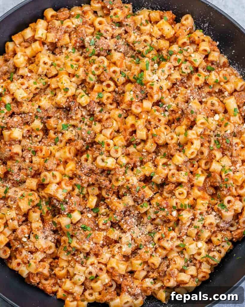 Creamy Cottage Cheese Pasta 8 Cooked cottage cheese pasta in a large skillet, ready to be served.