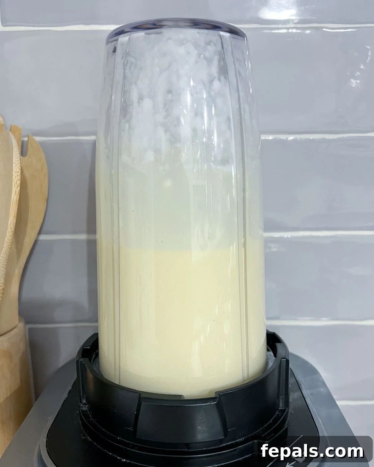 The Viral Cottage Cheese Wrap 5 cottage cheese and eggs blended in a blender cup until smooth.