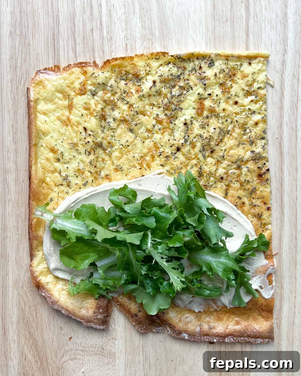 The Viral Cottage Cheese Wrap 8 Greek Yogurt and Arugula added over half a wrap.