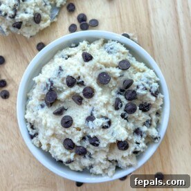 cottage cheese cookie dough in a round white bowl.