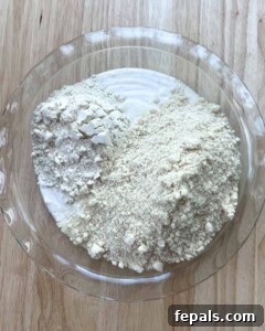 protein powder and almond flour added over blended cottage cheese.