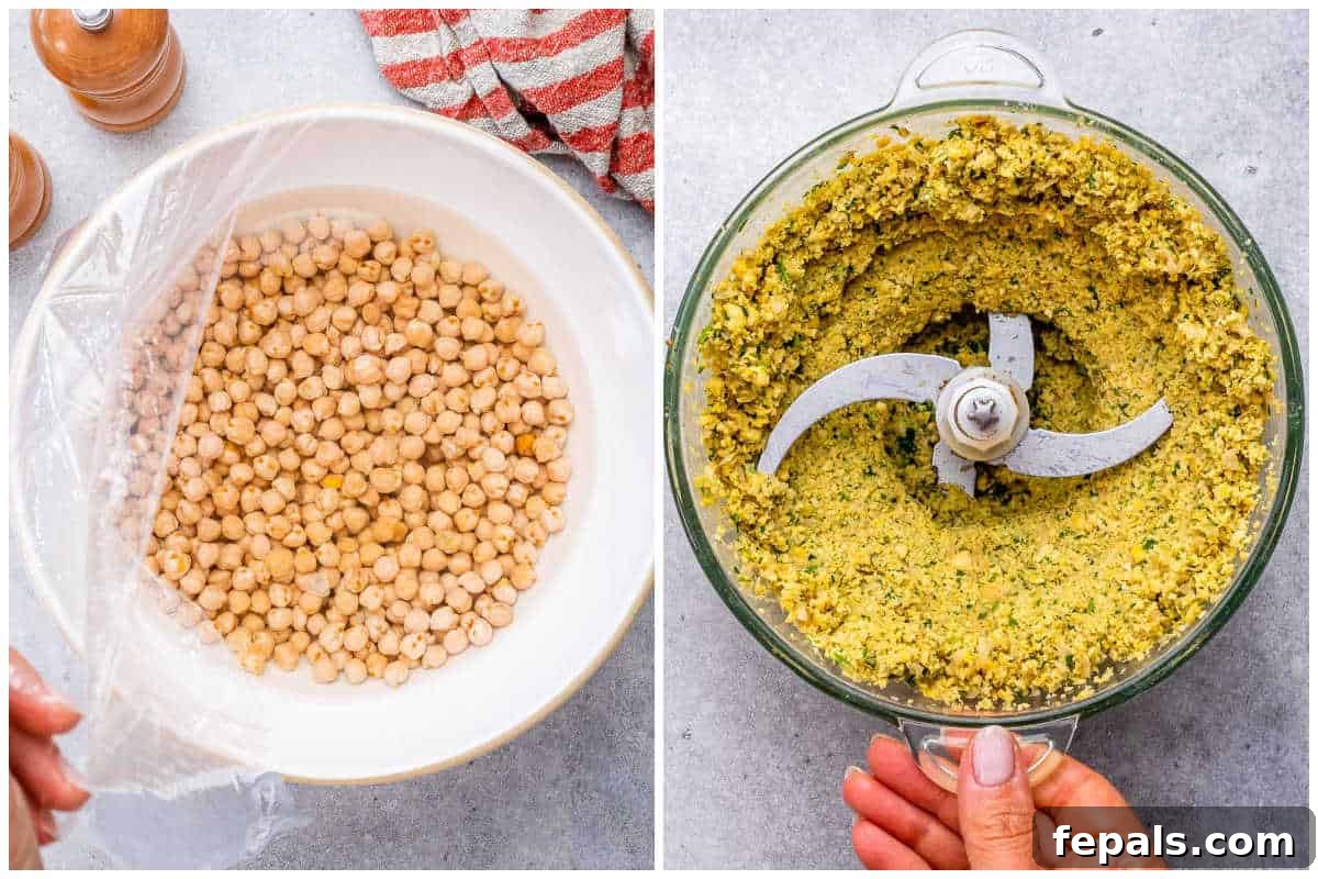 Crispy Homemade Falafel Made Simple 4 process shot to soak the chickpeas and blending all the ingredients for falafel in a food processor.