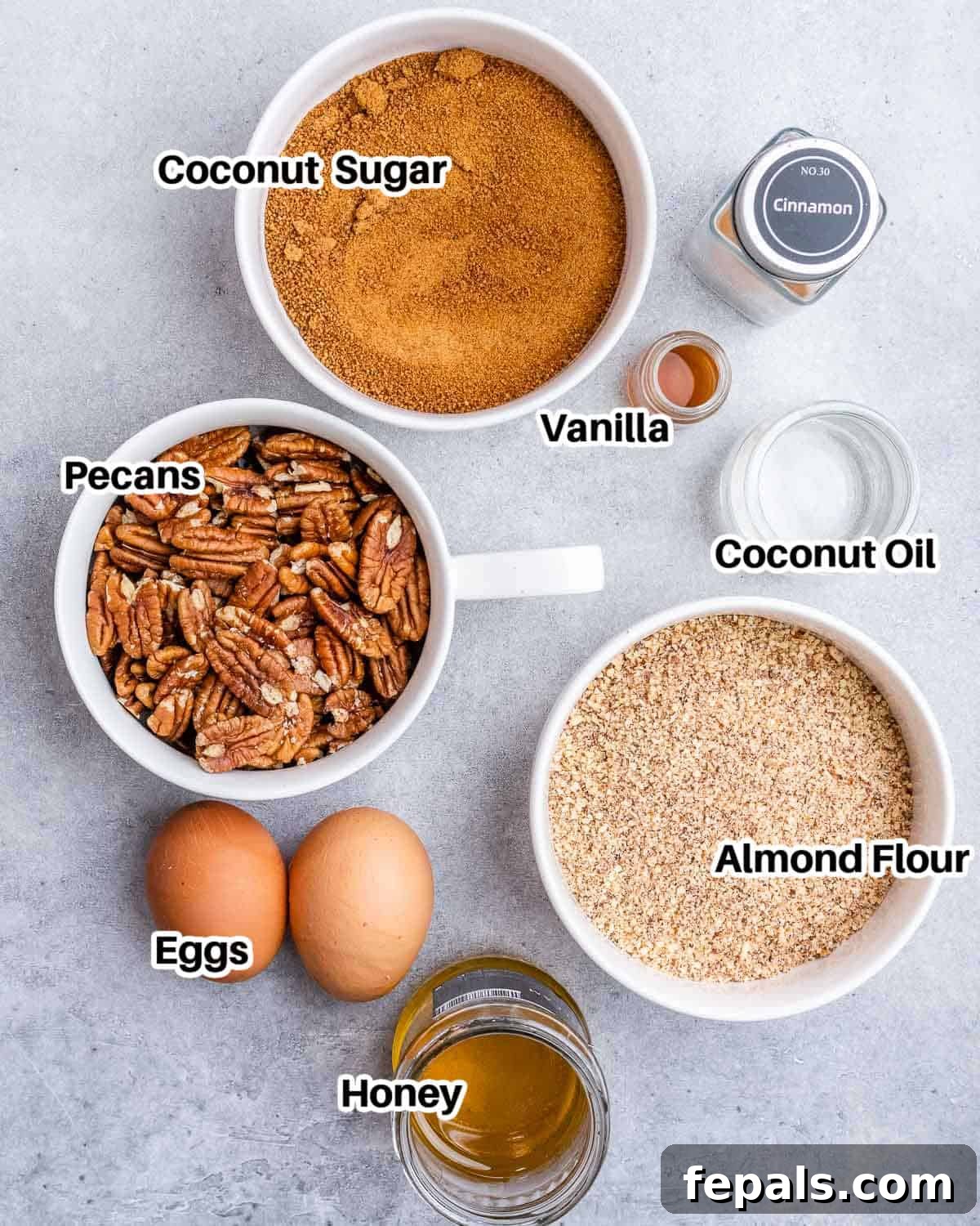 ingredients to make pecan pie bars.