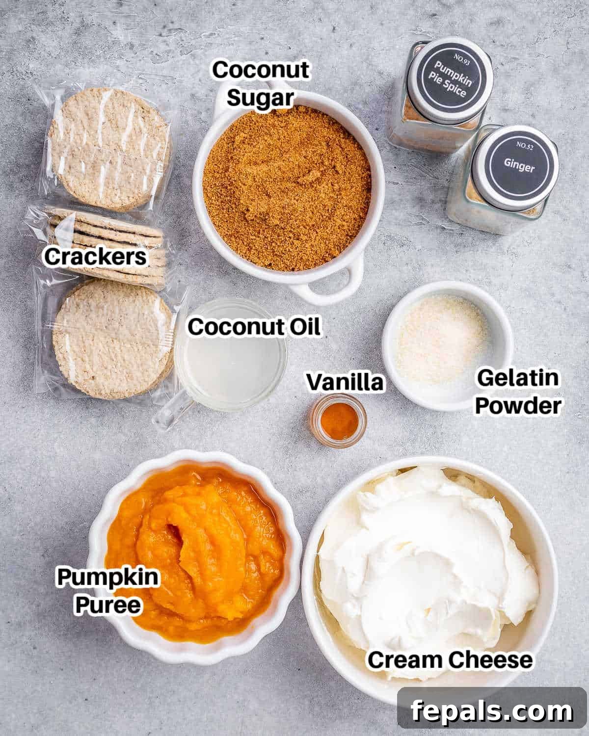ingredients to make pumpkin cheesecake.