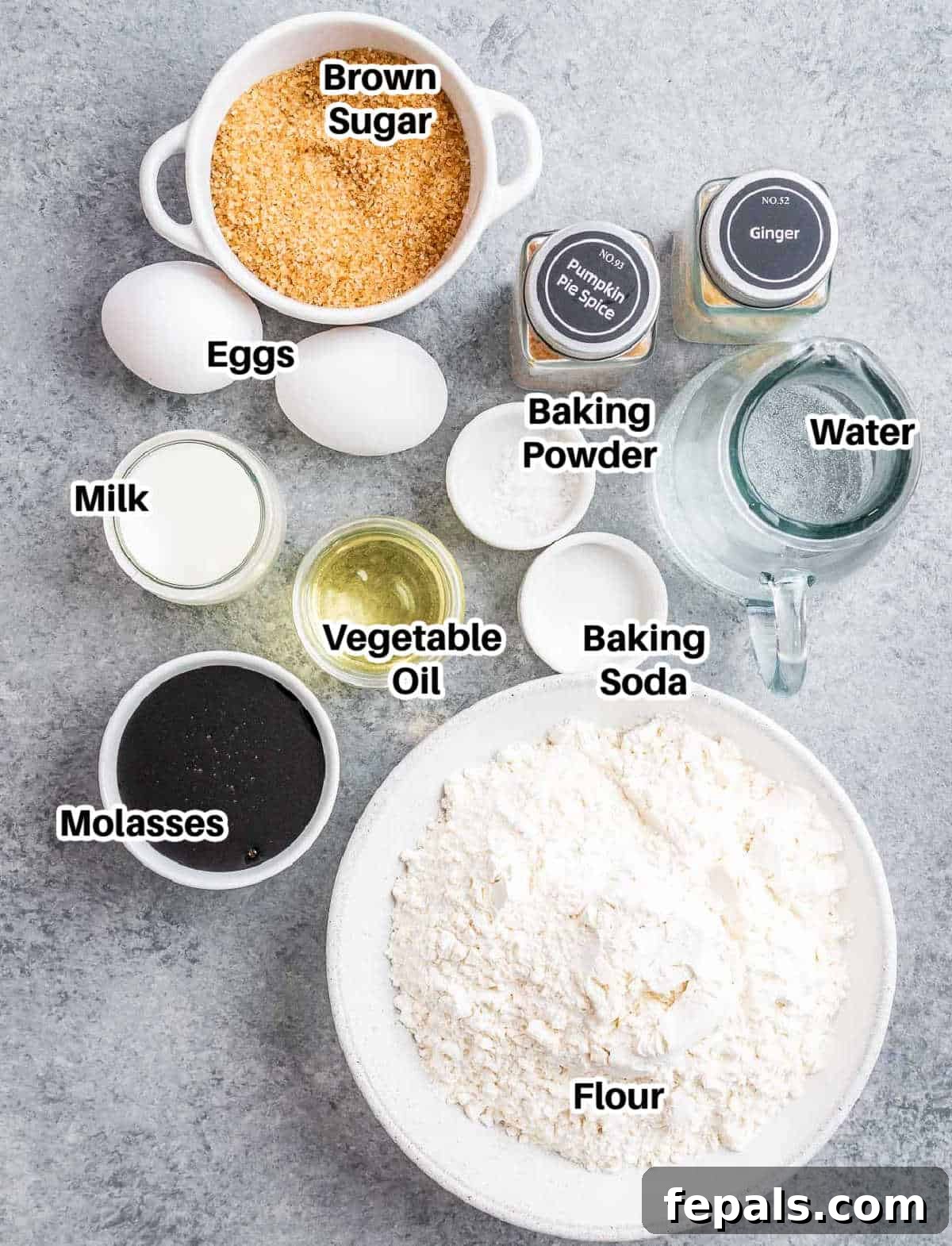 ingredients to make gingerbread cake. 