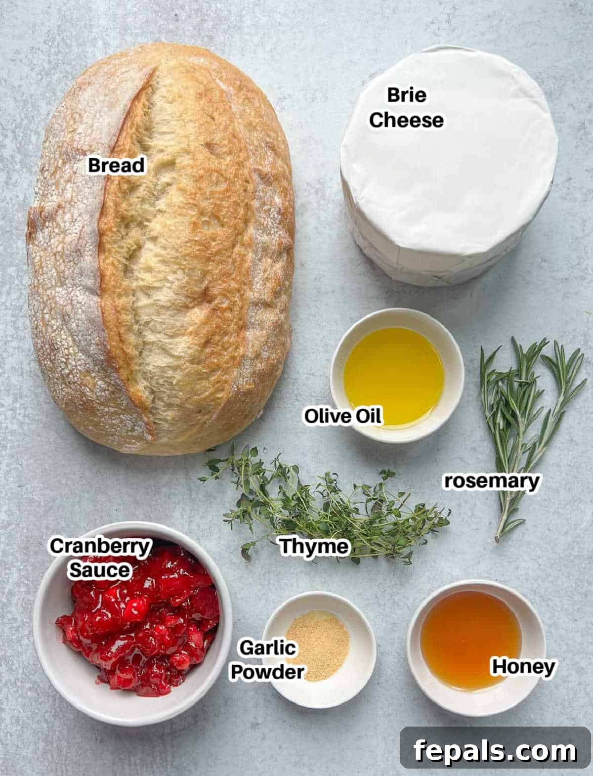ingredients to make cranberry pull apart bread.