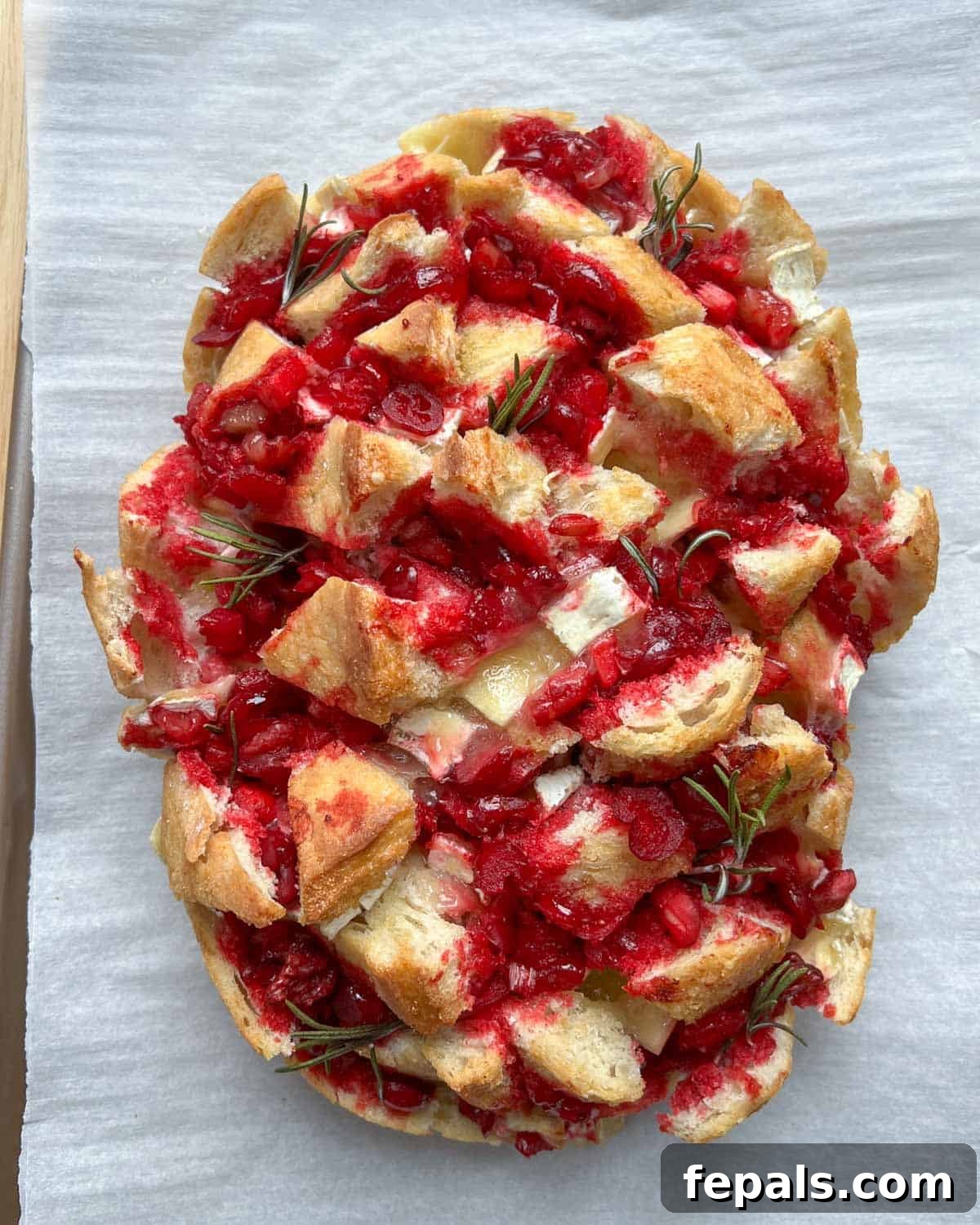 cranberry bread added on a sheetpan.