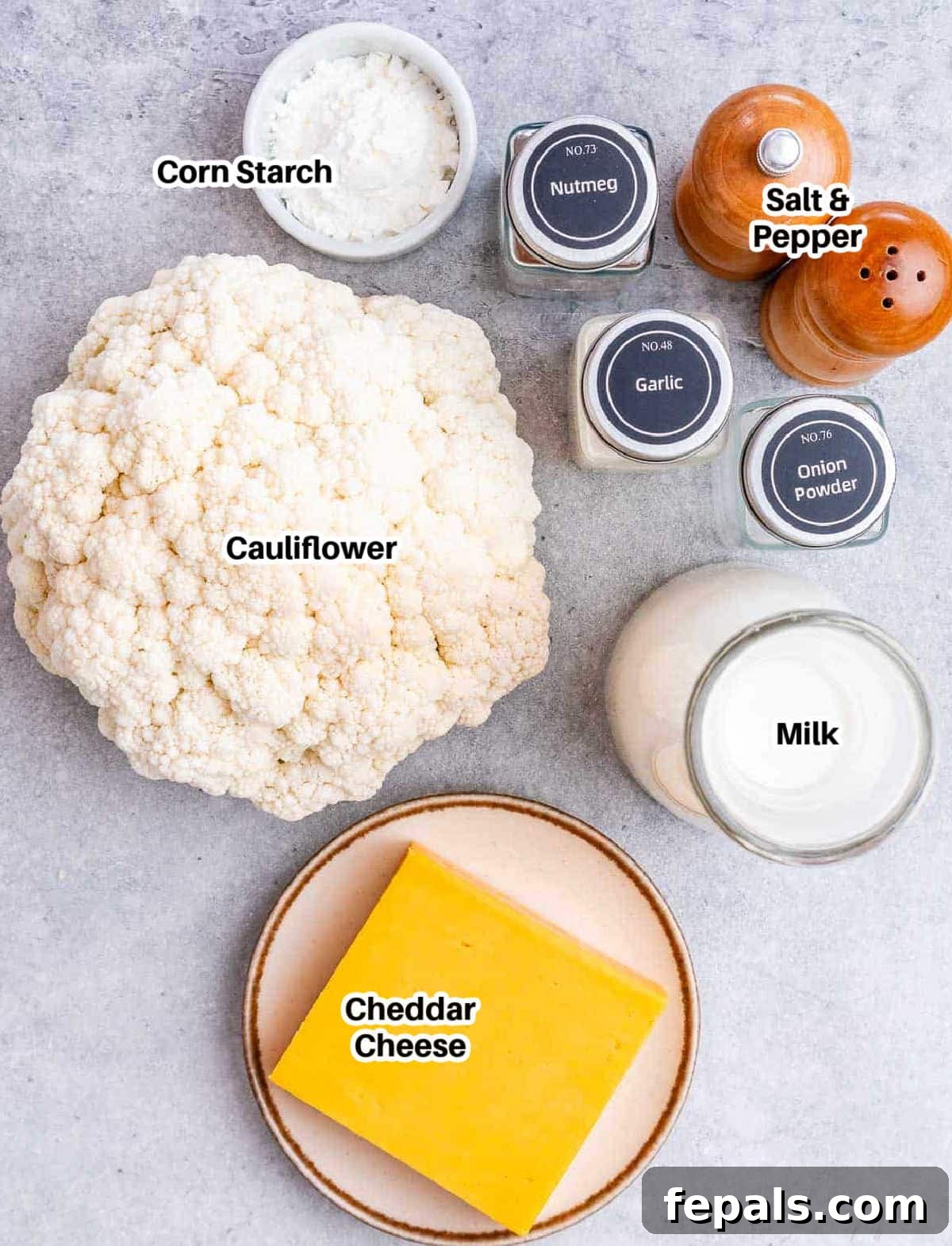 ingredients to make mac and cheese with cauliflower.