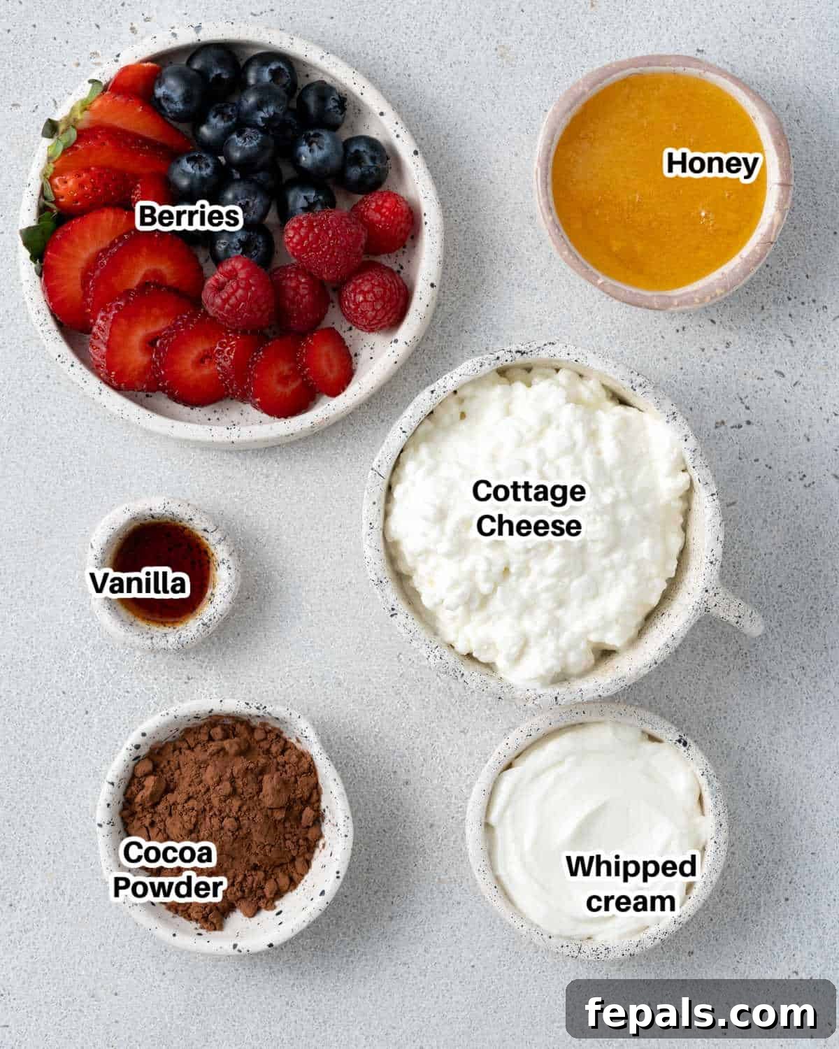 Ingredients to make cottage cheese chocolate mousse.