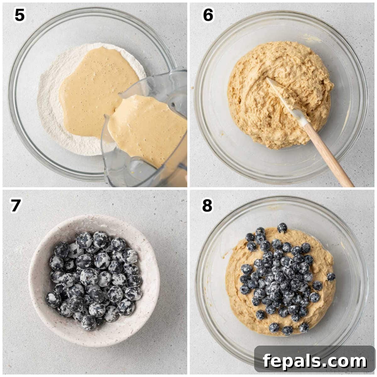 Moist Blueberry Cottage Cheese Muffins 5 process to make the batter and add the blueberries in a bowl.