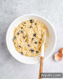Soft-Baked Blueberry Oatmeal Cookies 17 Oatmeal blueberry cookie dough in a bowl.
