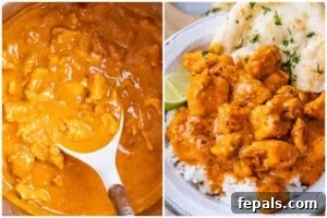 process shot to final chicken curry in slow cooker and serve on rice in a bowl.