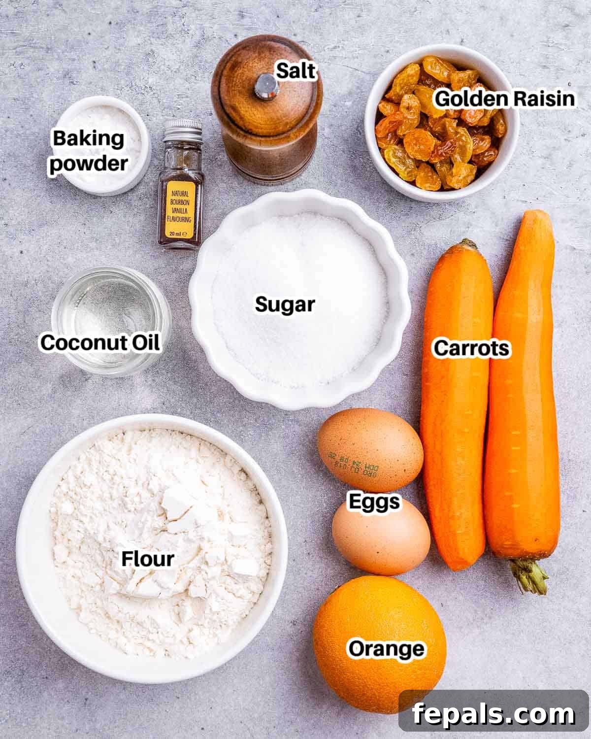 ingredients to make carrot cake loaf.