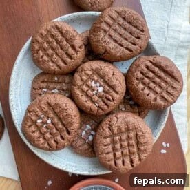Almond flour chocolate cookies on a plate.