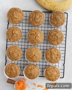 muffins placed on a wire rack to cool.