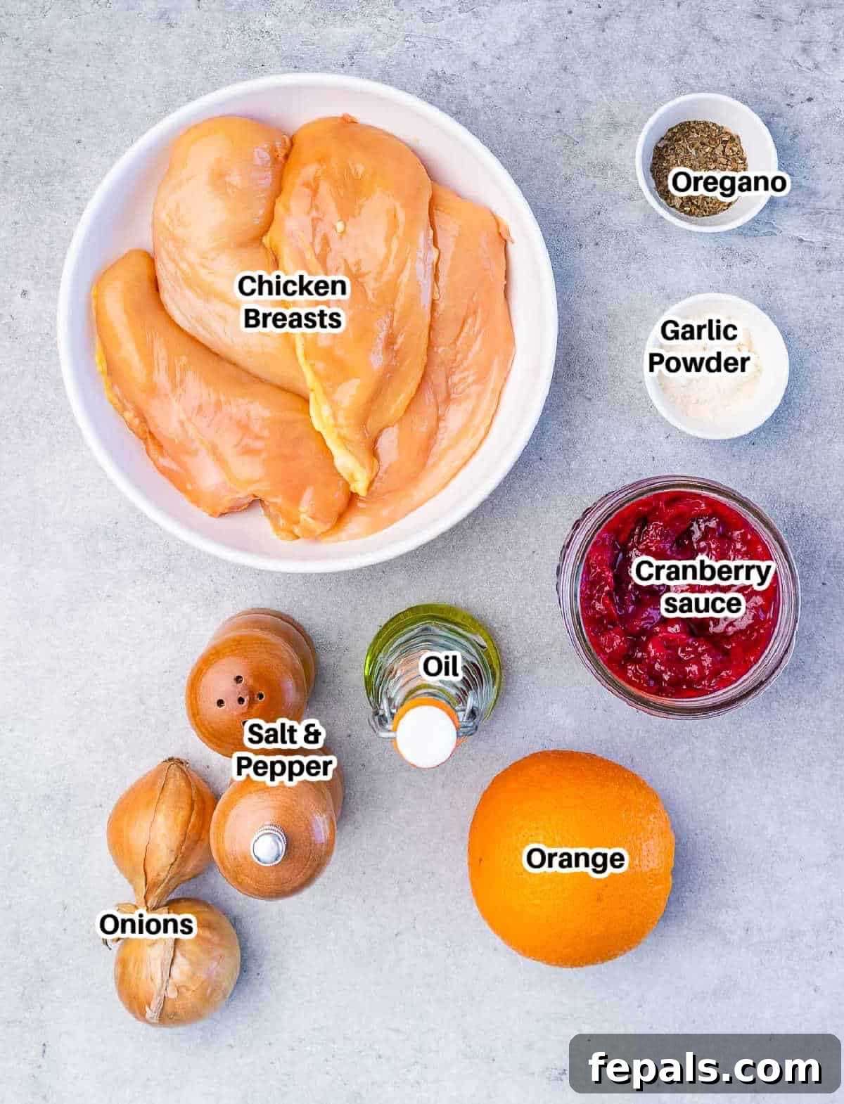 Zesty Cranberry Orange Chicken 3 Ingredients for cranberry orange chicken.