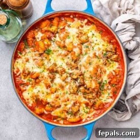 chicken and gnocchi in a tomato sauce.