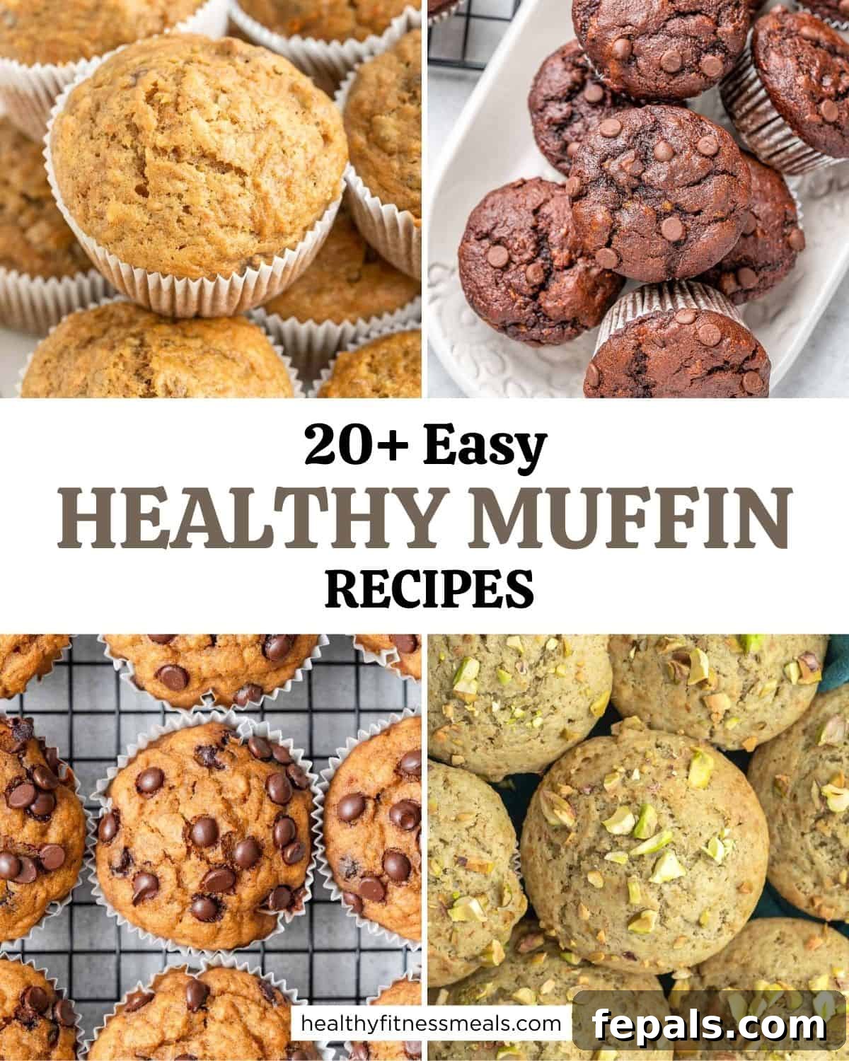 Over Twenty Quick Muffin Recipes 2 A vibrant collage showcasing a variety of delicious and healthy muffin recipes, perfect for any occasion.
