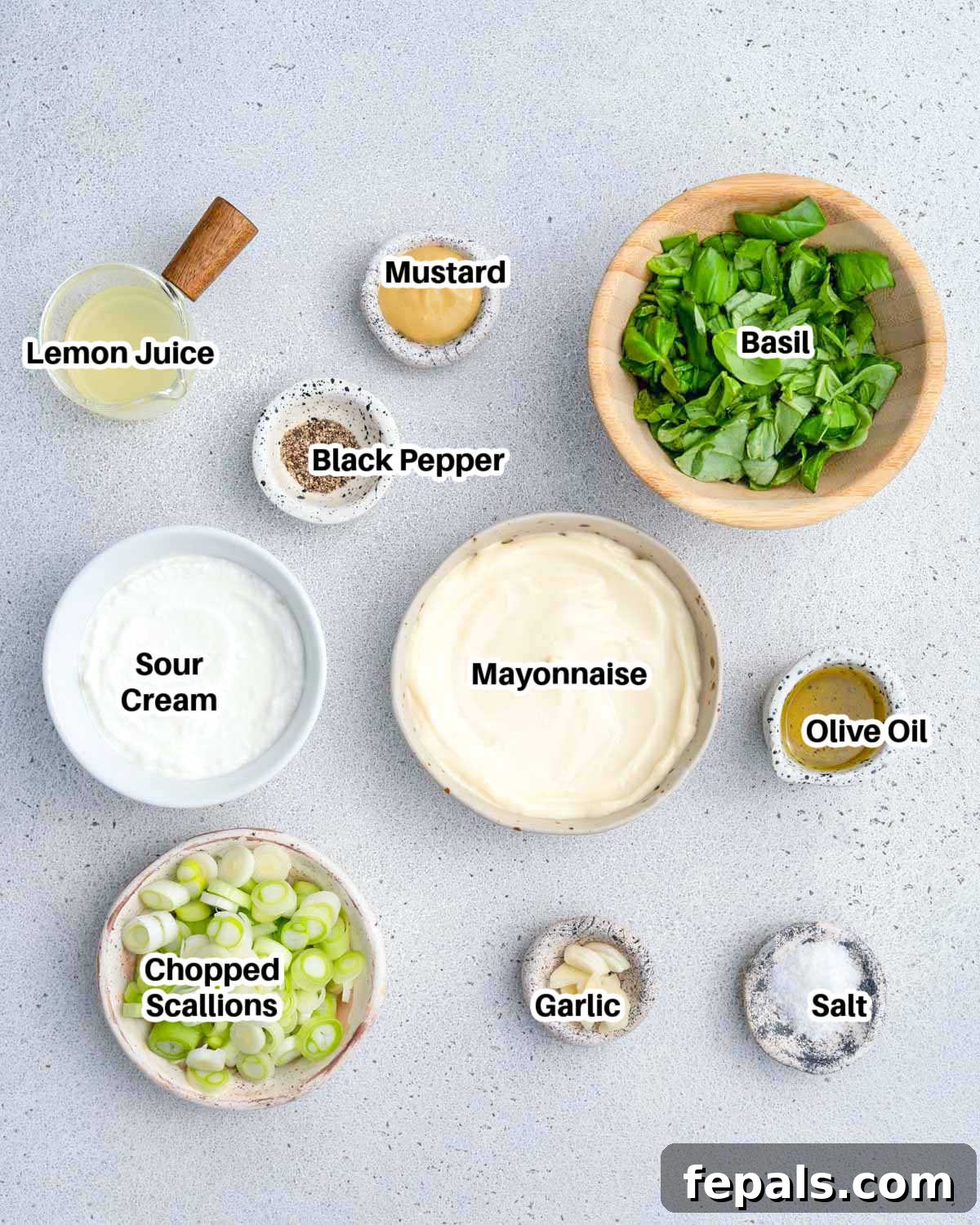 ingredients to make green goddess dressing. 