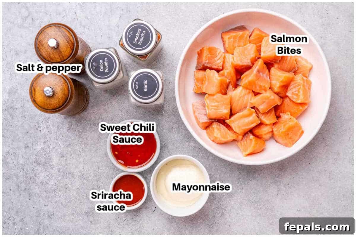 ingredients for bang bang salmon .