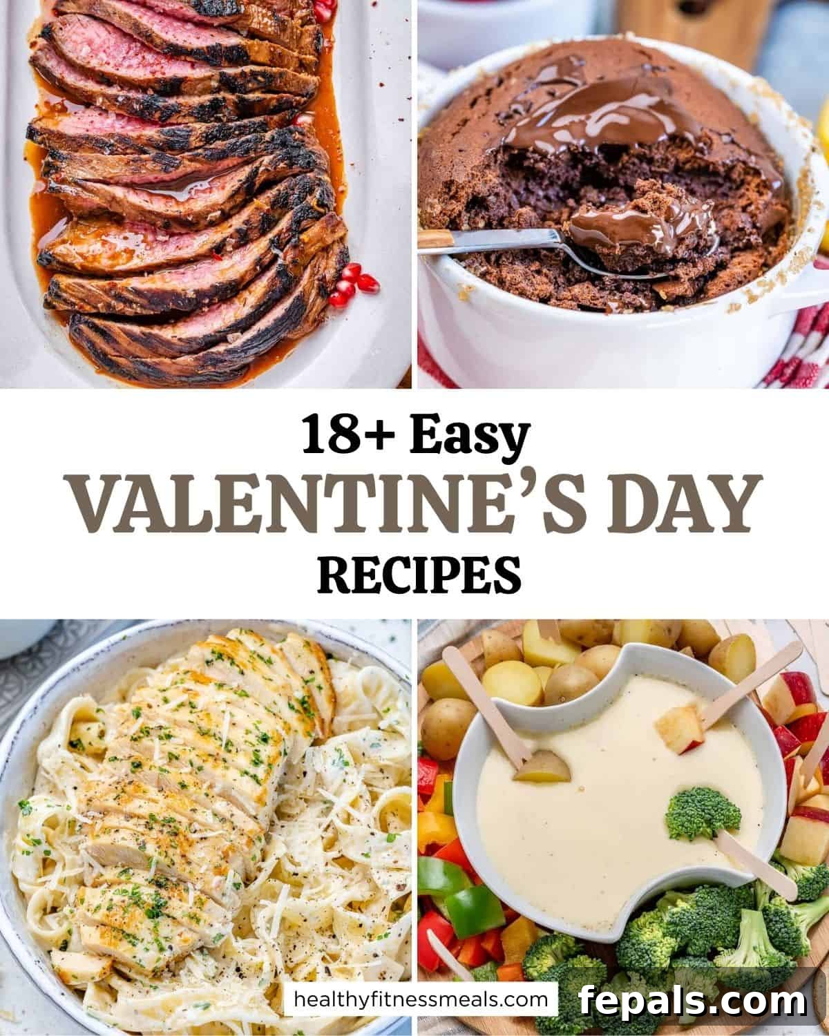 Valentine's Day Recipes for Grown-Ups 2 collage for 4 valentines day recipes.