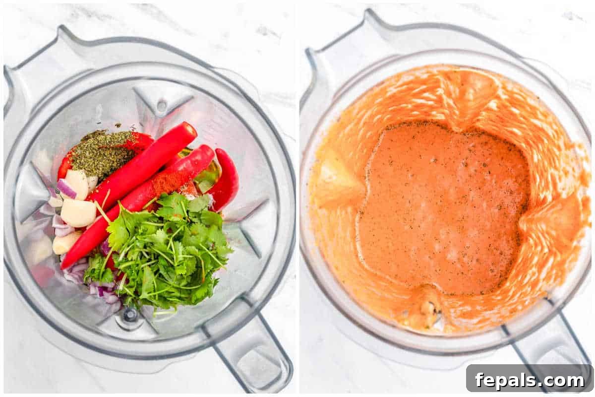 Spicy Homemade Peri Peri Sauce 4 All fresh ingredients for peri peri sauce are placed inside a blender, ready to be processed.