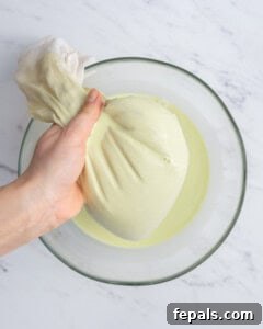 Straining pistachio milk