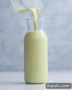Pistachio milk in a jar