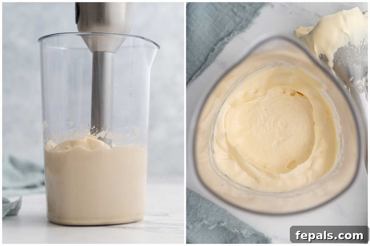 blended mayo in a jar.