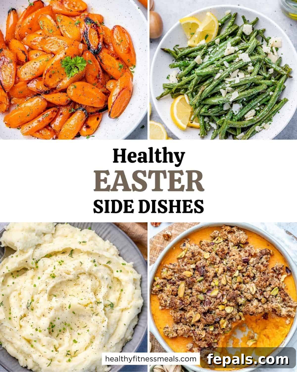 collage with 4 images for Easter side dishes.