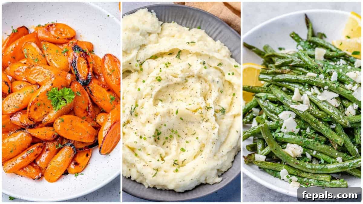 collage with 3 images for easter side dishes.