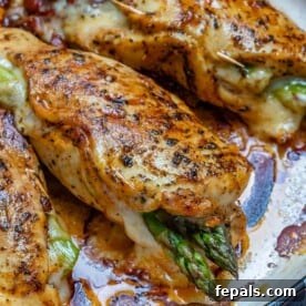 stuffed chicken breast on a skillet.