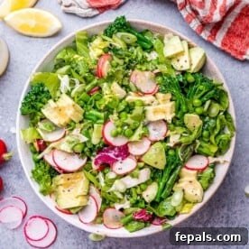 A round bowl of green salad.