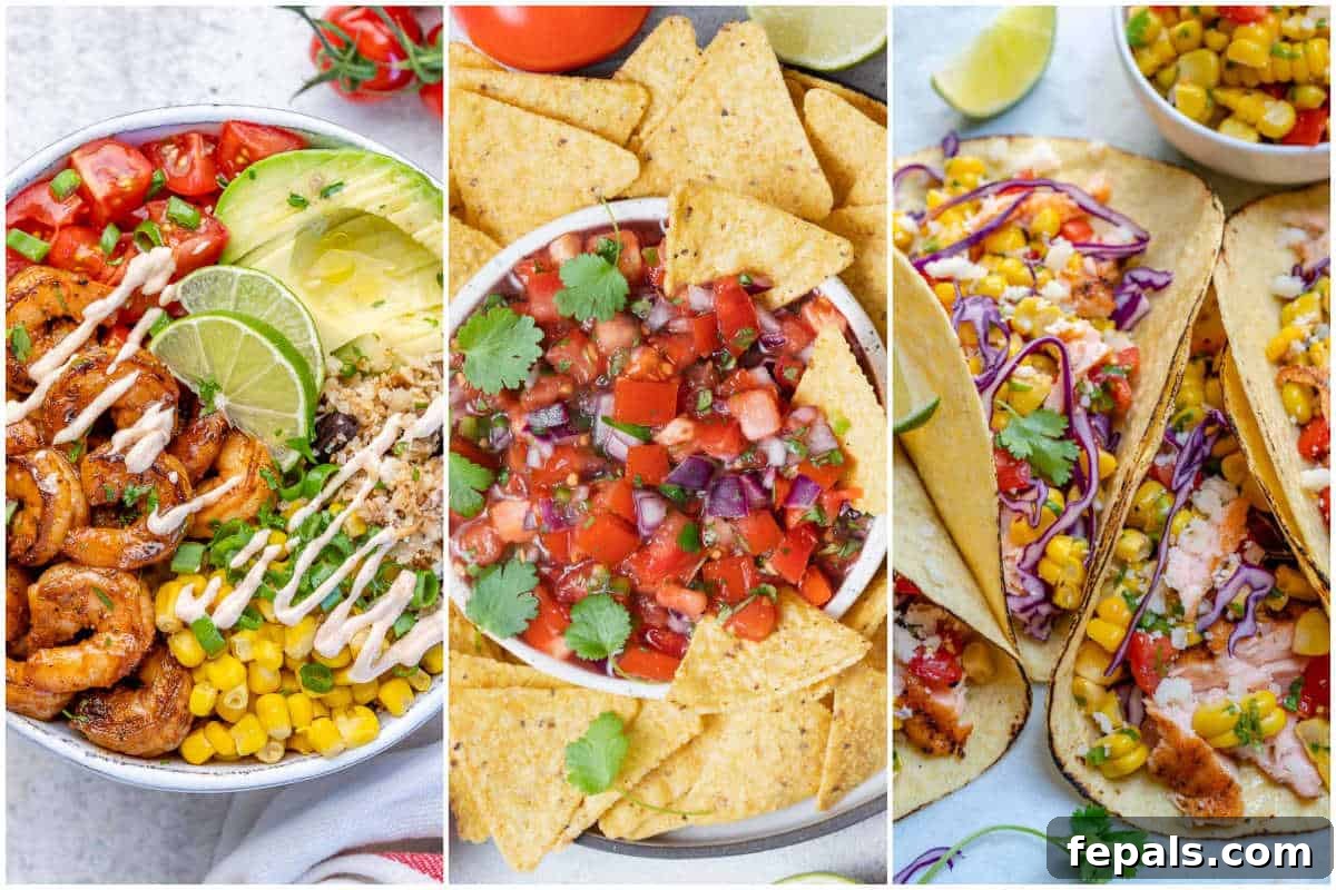 Effortless Cinco De Mayo Feast 2 A vibrant collage showcasing various delicious Cinco de Mayo dishes, including tacos, bowls, and dips, perfect for a festive celebration.