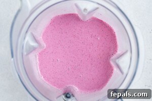 Creamy Strawberry Blueberry Smoothie with Greek Yogurt 11 smoothie blended in a blender.