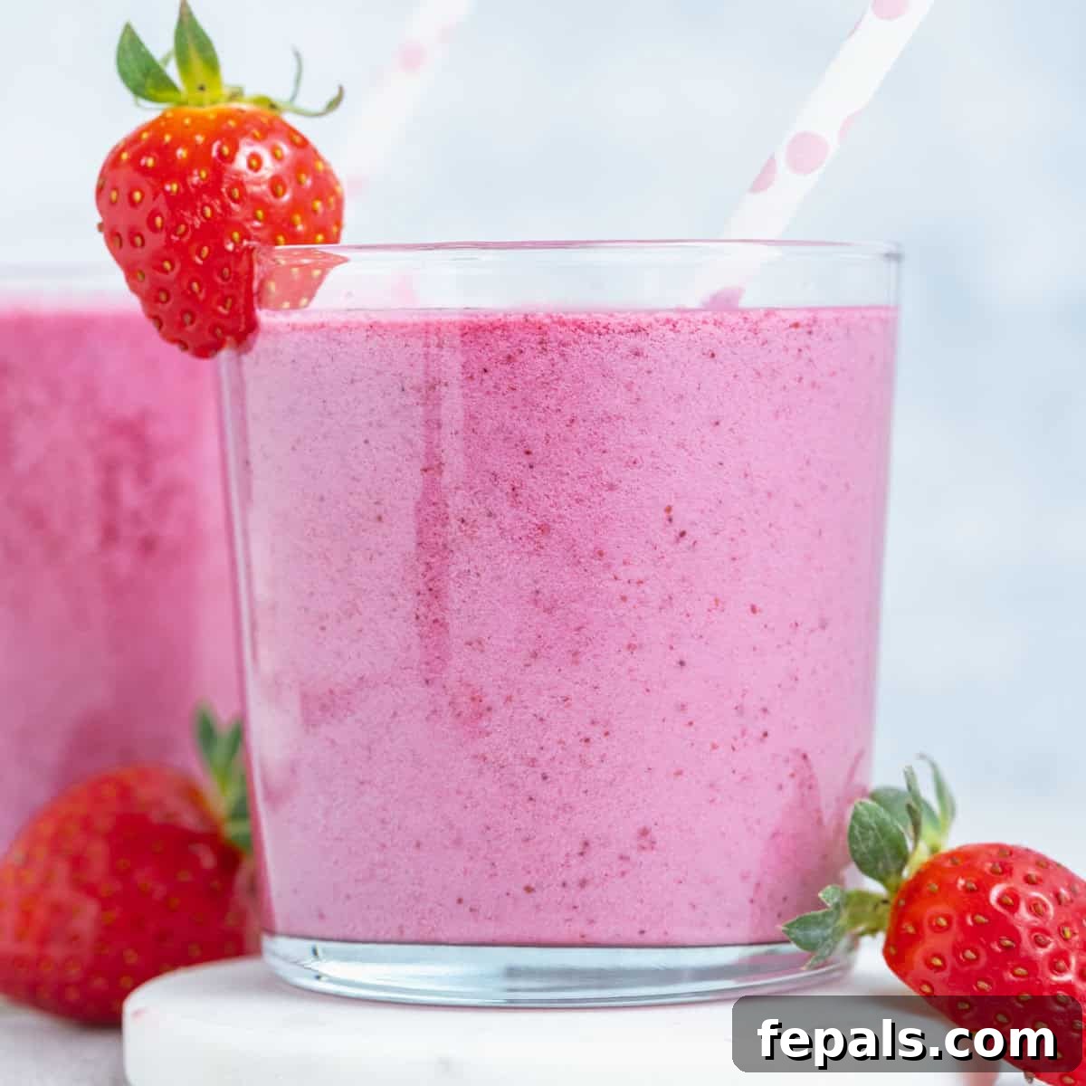 Creamy Strawberry Blueberry Smoothie with Greek Yogurt 3 a cup of smoothie that's almost purple looking.