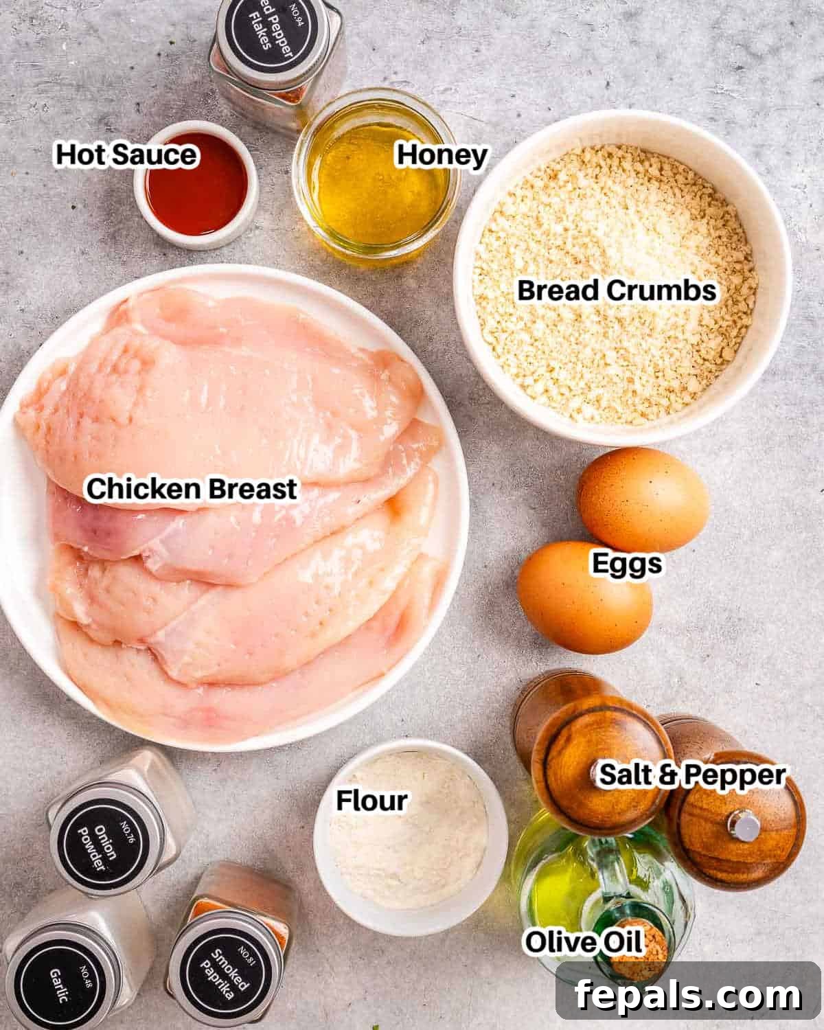 ingredients to make baked hot honey chicken.