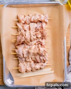 Firecracker Chicken Skewers 11 Assembling the chicken skewers