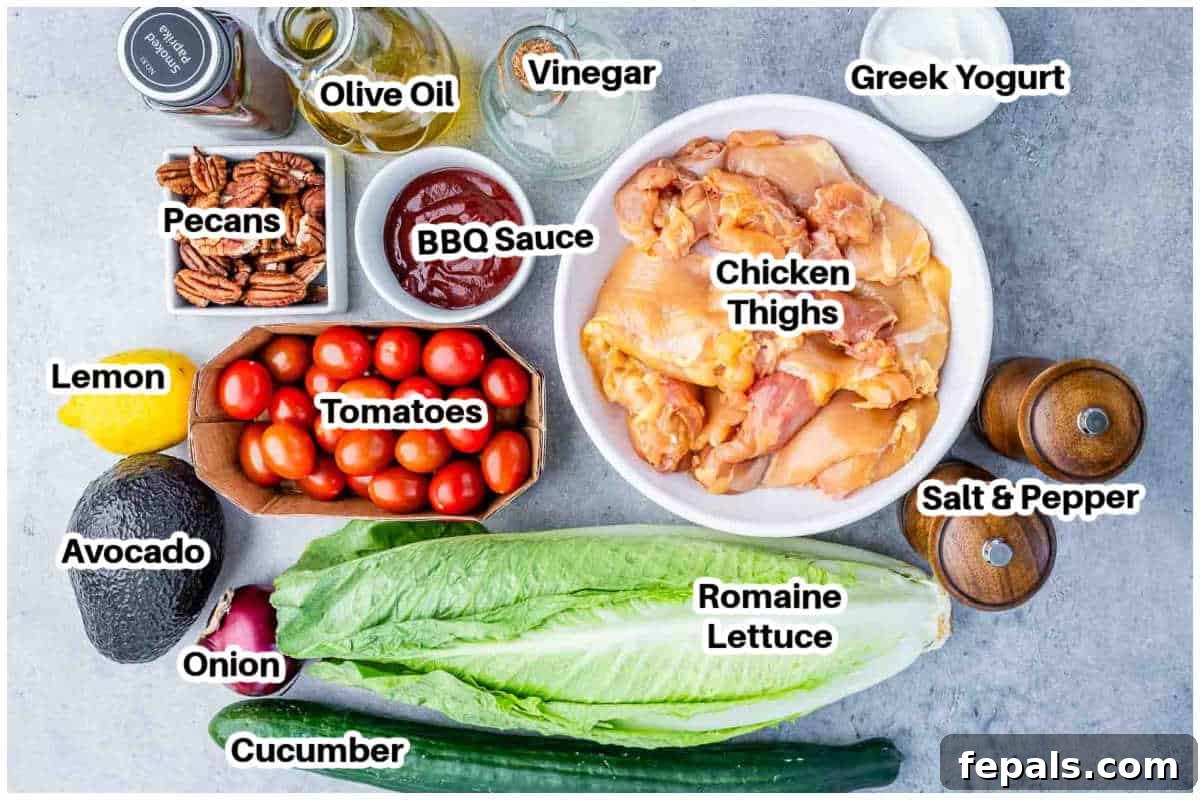ingredients to make bbq chicken salad.