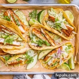 Crispy Mahi Mahi Tacos with Cilantro-Lime Crema 8 dish tacos in sheet pan t be served.