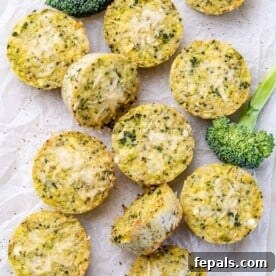 Savory broccoli cheddar quinoa bites arranged neatly on a white surface, a healthy and unique brunch item.