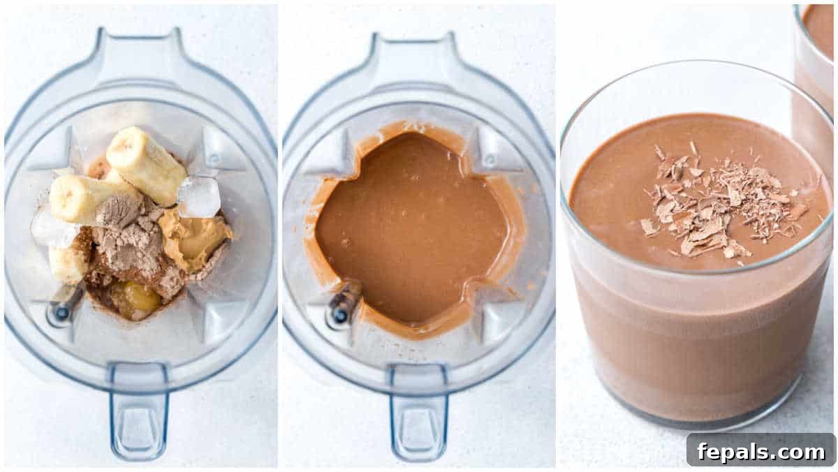 process shot for Chocolate Peanut Butter Protein Shake 