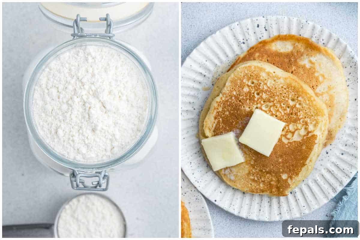 Make Pancake Mix from Scratch in 5 Minutes 5 process shot to store the pancake mix and make pancakes.