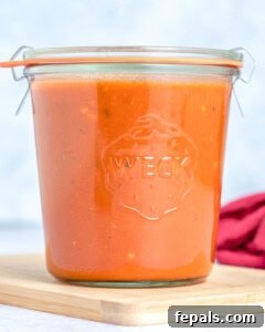 enchilada sauce stored in a jar.